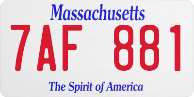 MA license plate 7AF881