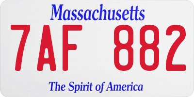MA license plate 7AF882