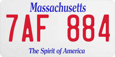 MA license plate 7AF884