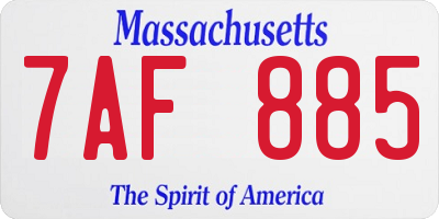 MA license plate 7AF885