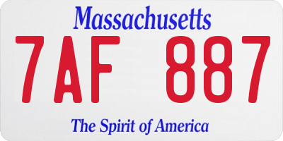MA license plate 7AF887