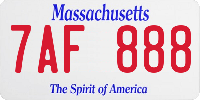 MA license plate 7AF888