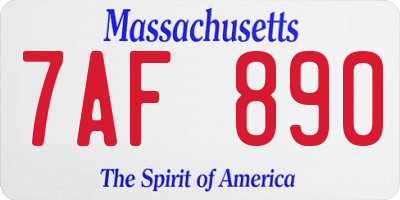 MA license plate 7AF890