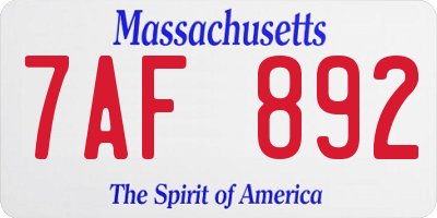 MA license plate 7AF892