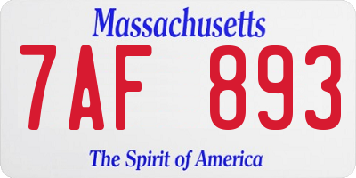 MA license plate 7AF893
