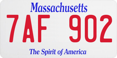 MA license plate 7AF902