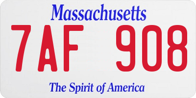 MA license plate 7AF908
