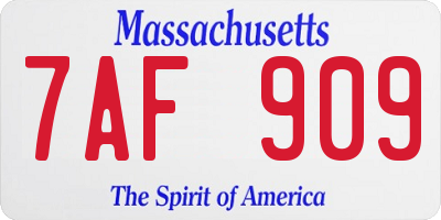 MA license plate 7AF909