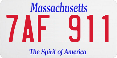 MA license plate 7AF911