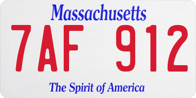 MA license plate 7AF912