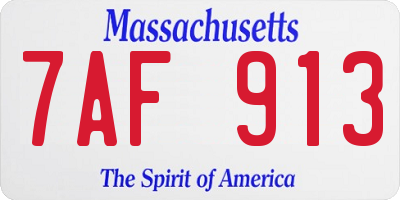 MA license plate 7AF913