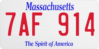 MA license plate 7AF914
