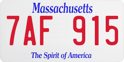 MA license plate 7AF915