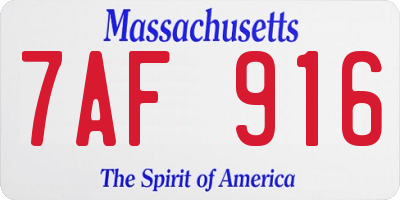 MA license plate 7AF916
