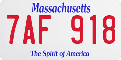 MA license plate 7AF918