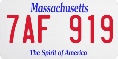 MA license plate 7AF919