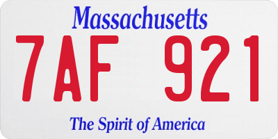 MA license plate 7AF921