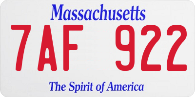 MA license plate 7AF922