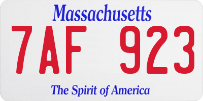 MA license plate 7AF923