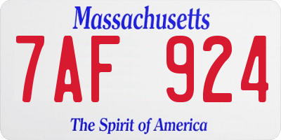 MA license plate 7AF924