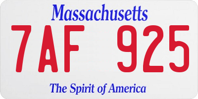 MA license plate 7AF925