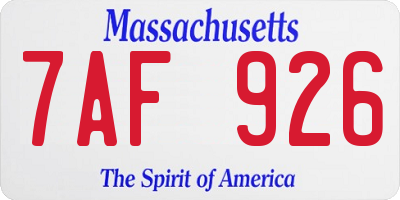 MA license plate 7AF926