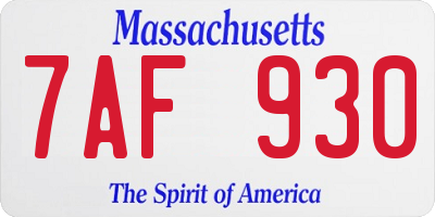 MA license plate 7AF930