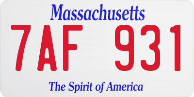 MA license plate 7AF931