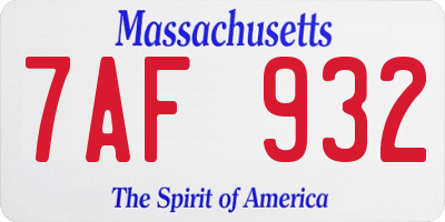 MA license plate 7AF932