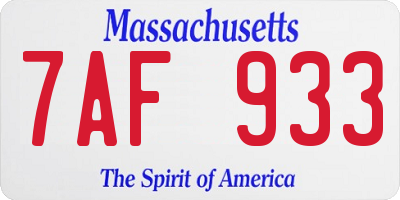 MA license plate 7AF933