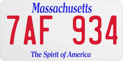 MA license plate 7AF934