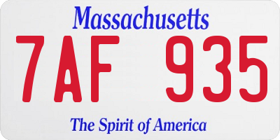 MA license plate 7AF935