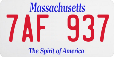 MA license plate 7AF937