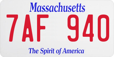 MA license plate 7AF940