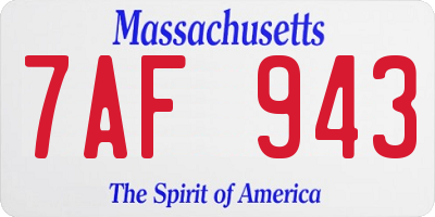 MA license plate 7AF943