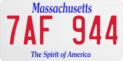 MA license plate 7AF944