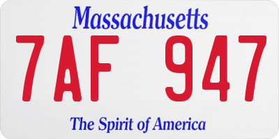 MA license plate 7AF947