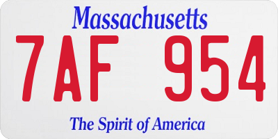 MA license plate 7AF954