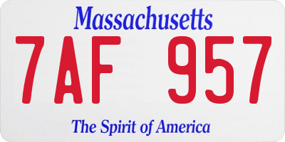 MA license plate 7AF957