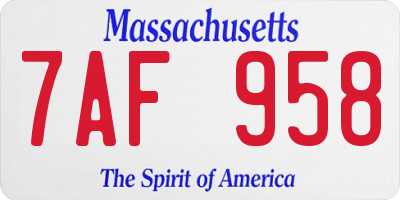 MA license plate 7AF958