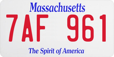 MA license plate 7AF961