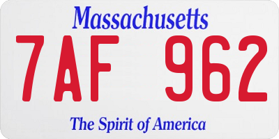 MA license plate 7AF962