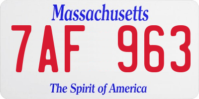 MA license plate 7AF963