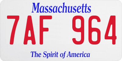 MA license plate 7AF964