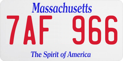 MA license plate 7AF966
