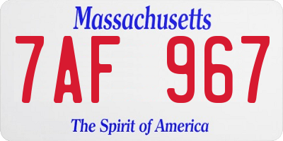 MA license plate 7AF967