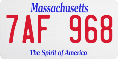 MA license plate 7AF968