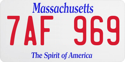 MA license plate 7AF969