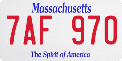 MA license plate 7AF970
