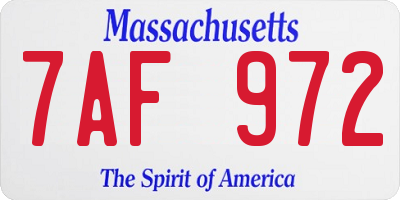 MA license plate 7AF972
